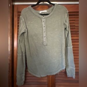 We The Free Olive Green Buttoned Sweater